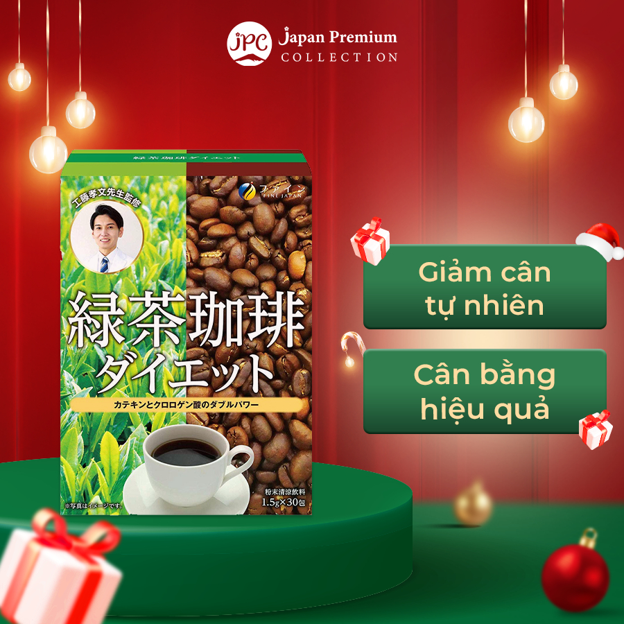 Trà cà phê Green tea & Diet coffee - đẩy nhanh quá trình đốt cháy mỡ thừa & hỗ trợ giảm cân FINE JAPAN (30 gói)