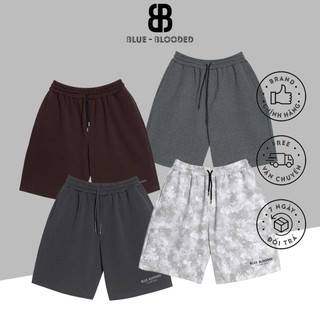 Quần Short Nam Nữ Unisex, Quần Đùi Dáng Thể Thao, Chất Nỉ, Co Giãn Blue Blooded-Xám đậm
