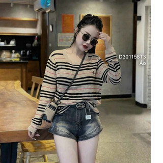 Áo len kẻ sọc gài nút tay dài hàng QC!