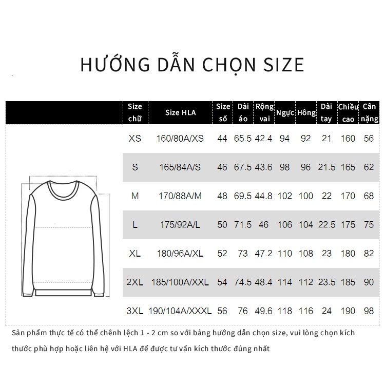 HLA - Áo thun nam dài tay mềm mịn cổ tròn phối chữ thêu Round neck deep green long sleeves top