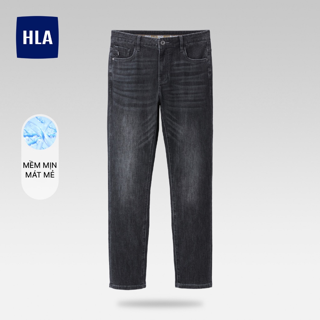 HLA - Quần jeans nam wax màu mềm mại co giãn thoải mái Tanned color soft & breathable cool black Jeans