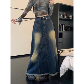 Chân váy jean dài li giữa 7374 chất đẹp form xinh ( Ảnh thật )