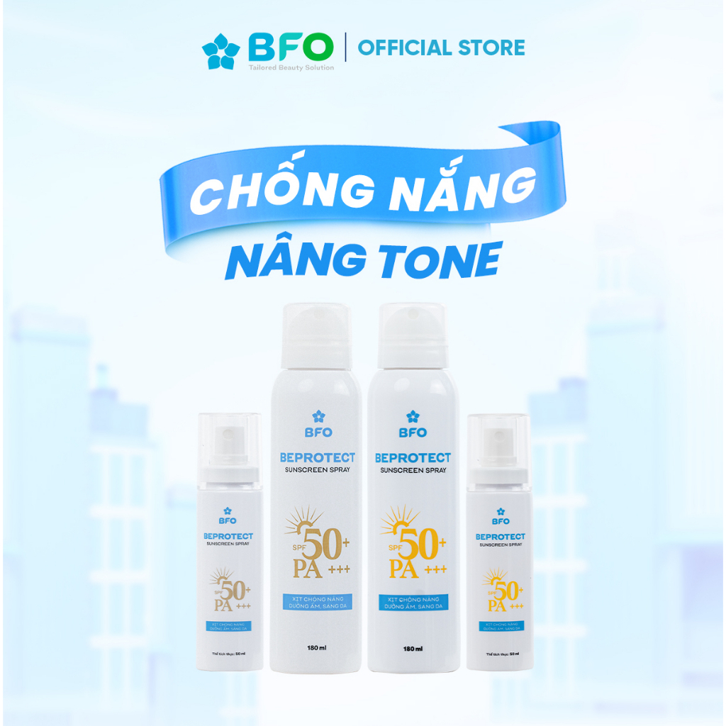 Xịt Chống Nắng Bảo Vệ Hoàn Hảo BFO Giúp Chống Nắng Nâng Tone SPF 50 PA+++ Bảo Vệ Da Suốt Cả Ngày 180ml/50ml