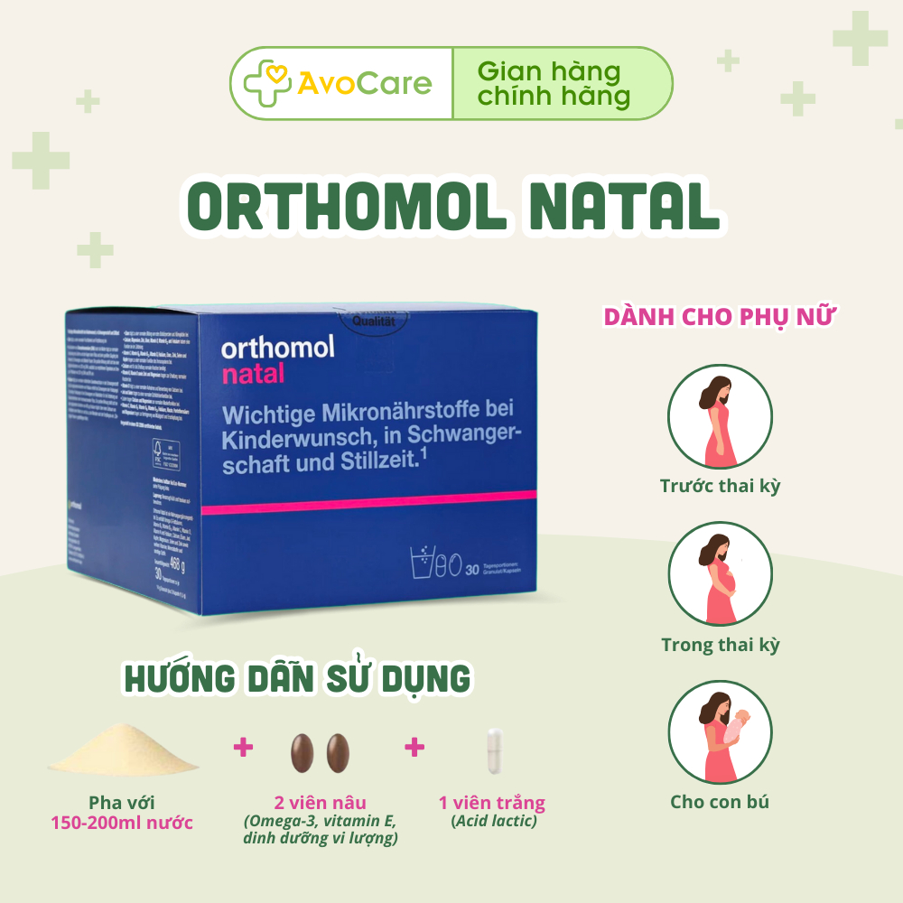 Vitamin bầu Orthomol Natal bổ sung lợi khuẩn tăng cường đề kháng cho mẹ bầu - Vitamin bầu số 1 tại Đức