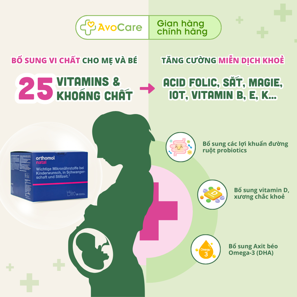 Vitamin bầu Orthomol Natal bổ sung lợi khuẩn tăng cường đề kháng cho mẹ bầu - Vitamin bầu số 1 tại Đức