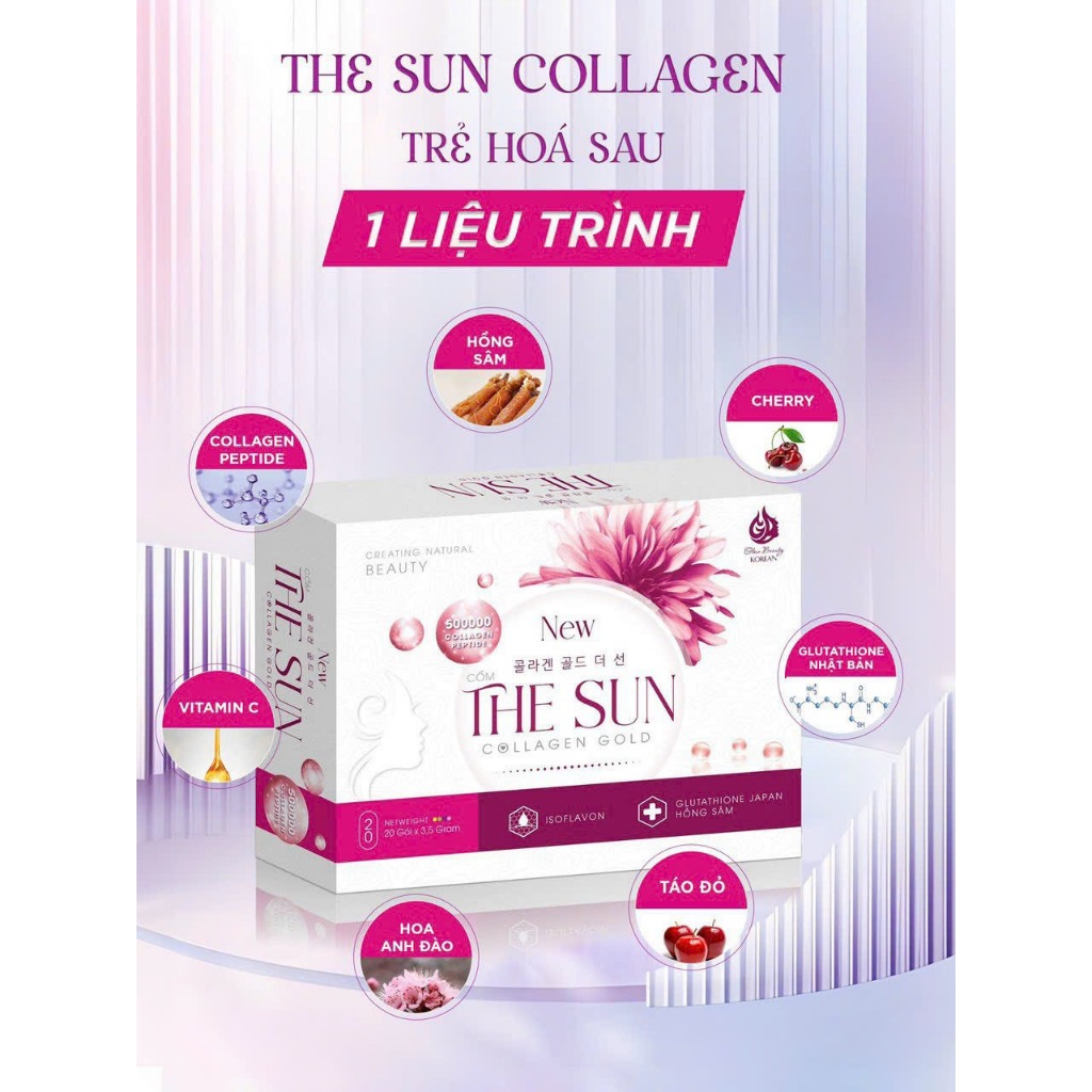 Combo 3 Hộp Nước uống bổ sung Collagen Peptide, Hỗ trợ làm đẹp da, Ngăn ngừa lão hóa - Hộp 20 gói