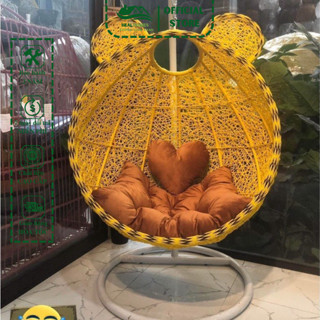 Xích đu tai thỏ Healhomes giả mây lõi thép cao cấp trang trí ban công và sân vườn, ghế thư giãn kt 1m2x90cmx2m