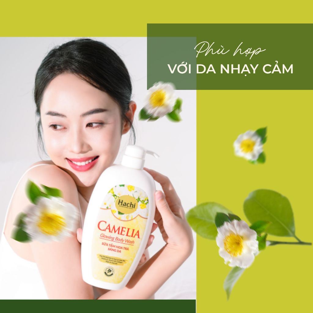 Sữa tắm hoa trà sáng da CAMELIA glowing body wach HACHI chiết xuất hoa trà nhật & hoa lan nam phi giúp sáng mịn da 650g