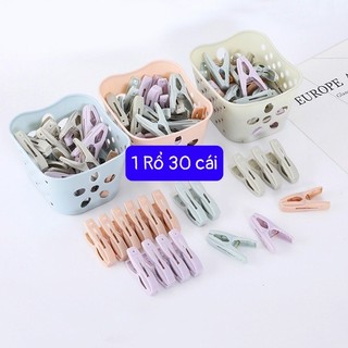 Kẹp Quần Áo Phơi Đồ 1 Sét Rổ 30 Cái Nhiều Màu Tiện Lợi