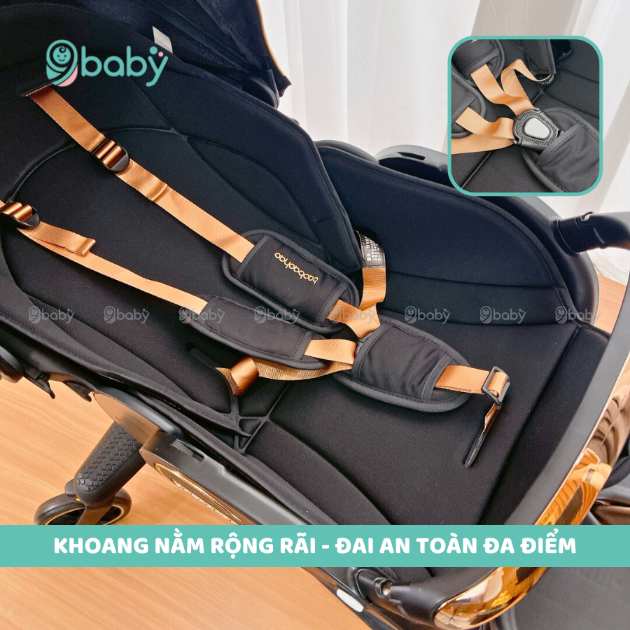 Xe đẩy gấp gọn cho em bé Baobaohao V9 màu đen - Chế độ giảm xóc - Xoay 360 độ