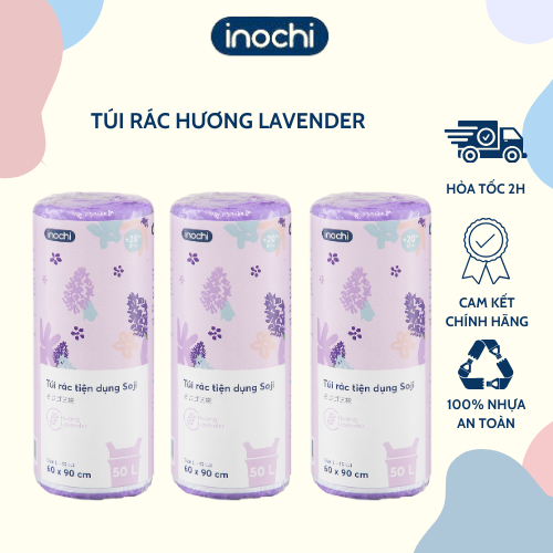 Túi rác tiện dụng có quai hương Inochi, hương lavender, hương chanh tiêu chuẩn xuất khẩu châu âu inochi store hcm