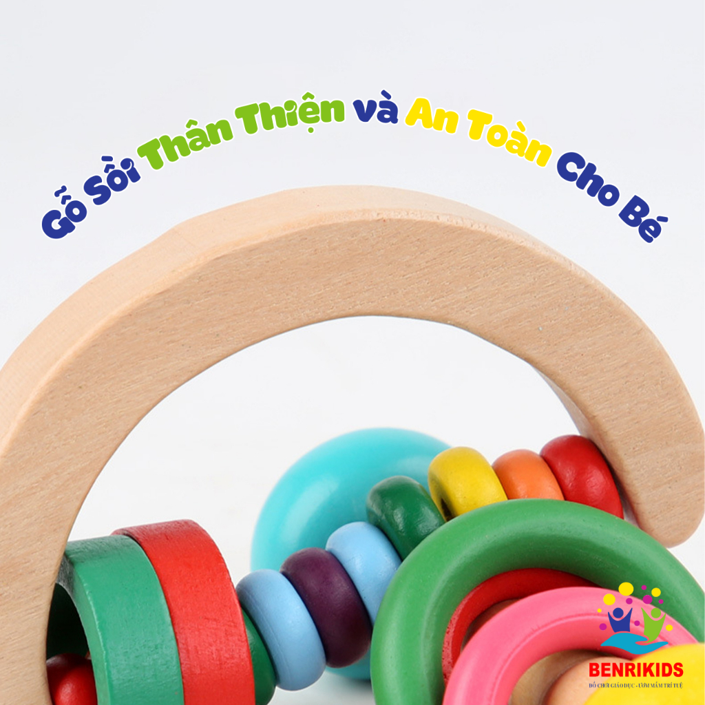 Đồ Chơi Sơ Sinh,Bộ 4 Lục Lạc Xúc Xắc Bằng Gỗ Tự Nhiên Cho Bé