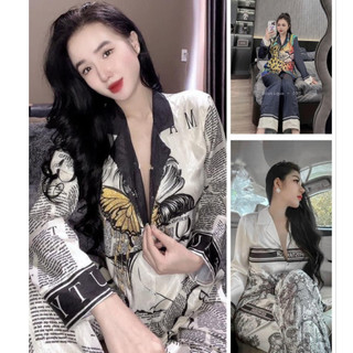 đồ bộ mặc nhà theo phong cách quảng châu - chất liệu vải lụa gấm xước