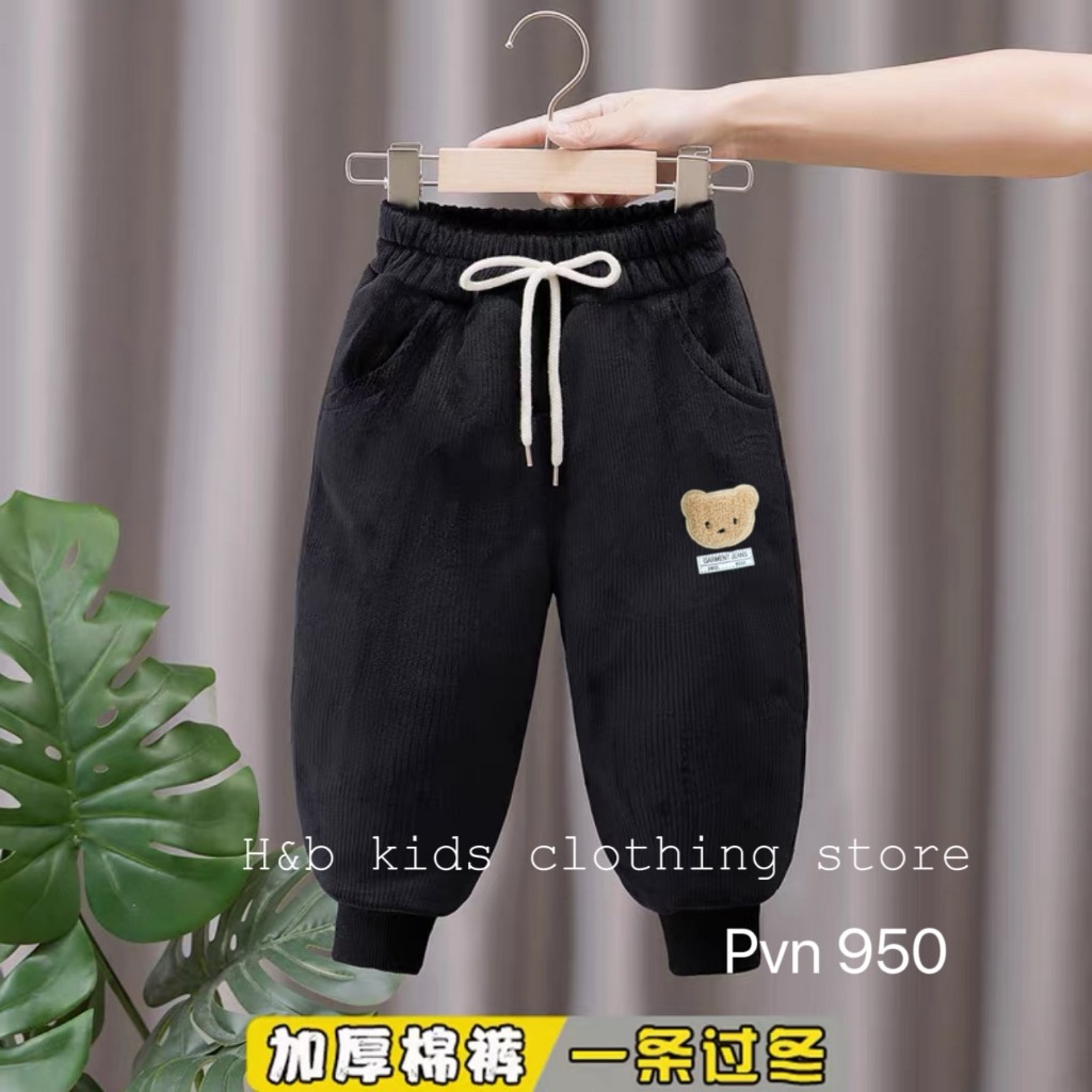 Quần thu đông bé trai , quần nỉ bông dáng rộng siêu ấm cho bé 10-30kg