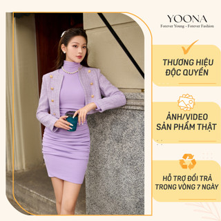 Set áo khoác ngắn mix đầm body cổ cao sang chảnh YOONA - YD27B168