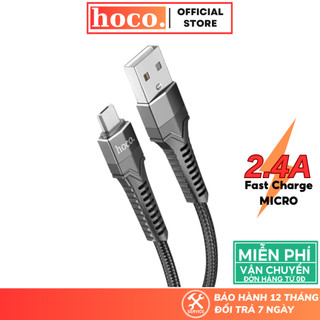 Dây sạc nhanh Micro Hoco cáp bọc dù chống gãy dài 1m 2m hỗ trợ truyền dữ liệu sạc 2.4A cho android