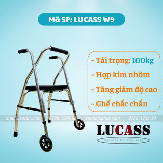 Khung tập đi có ghế ngồi lucass w9 - khung tập đi cho người già, người bị tai biến cần tập đi lại