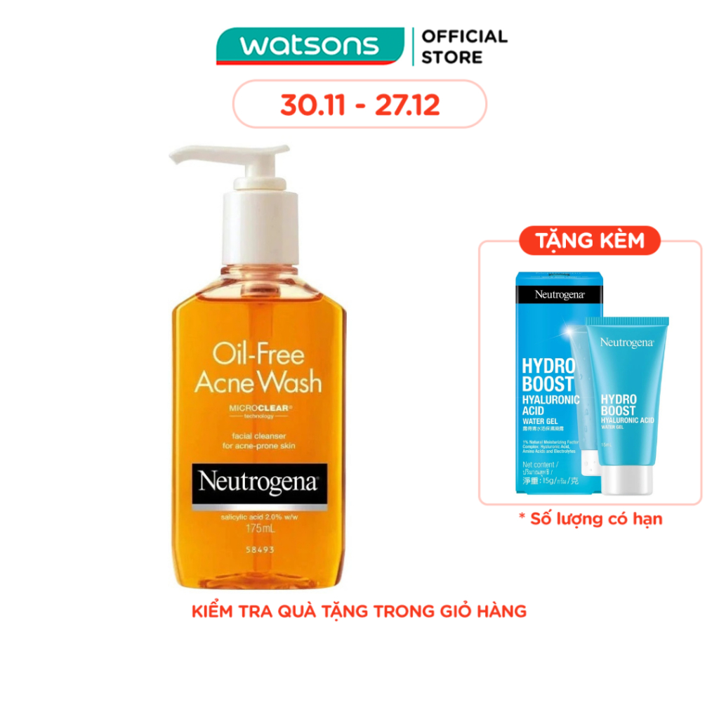 Sữa Rửa Mặt Neutrogena Cho Da Mụn Oil-Free Acne 175ml