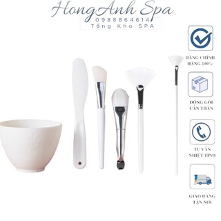 Đồ bát pha trộn bột mặt nạ mỹ phẩm thìa chổi cọ silicon bát thủy tinh nhựa cọ peel da ngắn dài