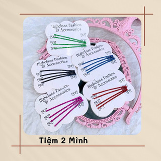 Set 4 kẹp tăm cố định tóc nhiều màu kim tuyến