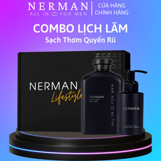 Combo sữa tắm nam 3in1 Nerman 350ml và dung dịch vệ sinh nam Nerman 100ml, hương nước hoa Pháp cao cấp - Chính hãng