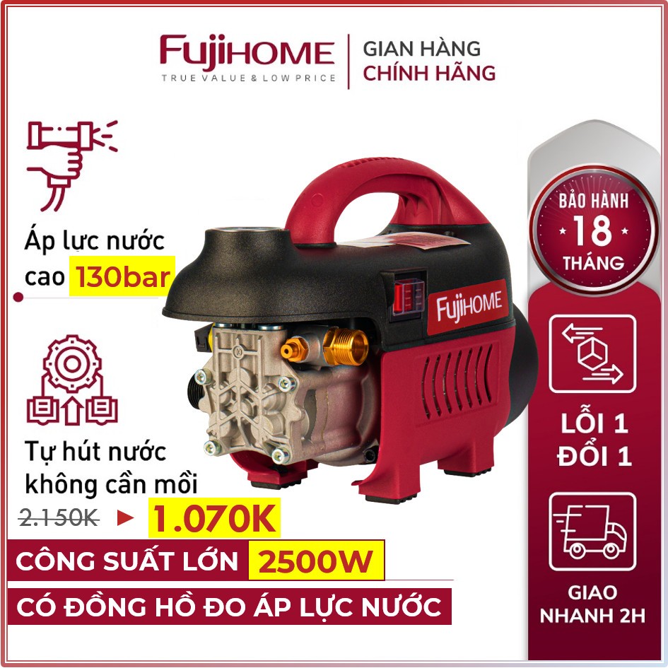 Máy xịt rửa xe cao áp mô tơ dây đồng cảm ứng từ Fujihome