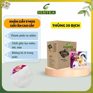Thùng 30 bịch khăn giấy Emos khăn giấy lụa cao cấp giấy ăn siêu mịn siêu dai không rã nước giấy vuông gia đình x30EMOSKG