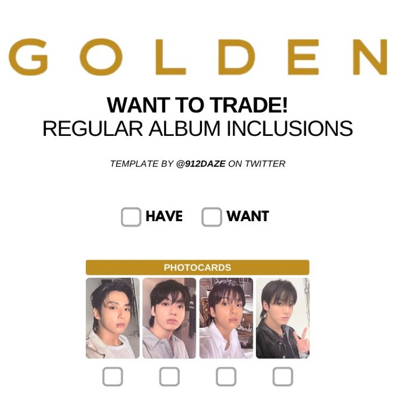 LẺ CARD | Jungkook Golden Album Photocard - Ảnh thẻ Trung Phúc Album Golden