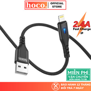 Dây sạc nhanh Hoco cáp có báo đèn siêu bền chống gãy gập dùng cho các dòng iP7 8p X 11 12 13promax