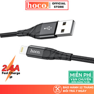 Dây sạc nhanh HOCO cáp bọc dù siêu bền sạc 2.4A truyền dữ liệu dùng cho ip7 8P Xsm 11 12 13promax