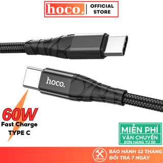 Dây sạc nhanh 60W C to C Hoco chất liệu bện dù siêu bền dùng cho các dòng điện thoại, laptop, thiết bị di động