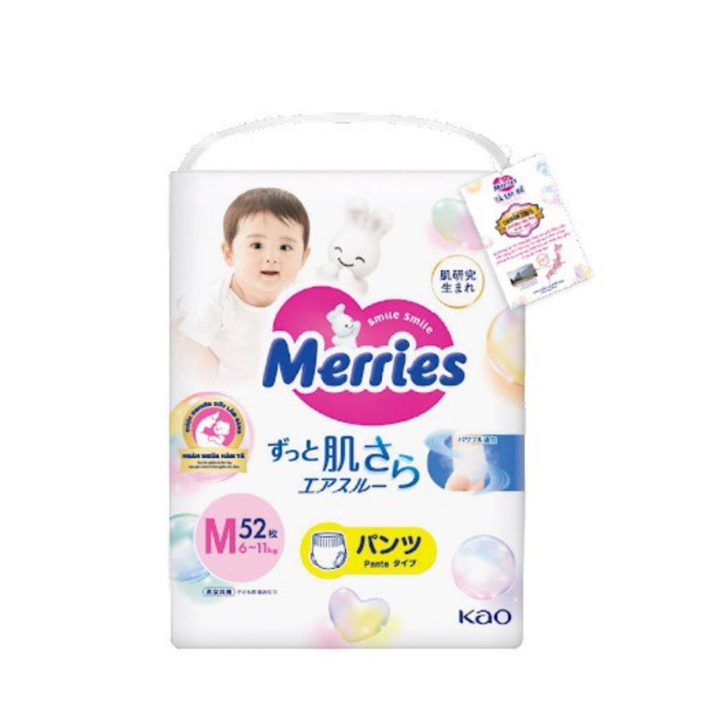 Bỉm /Tã quần Merries size M52 miếng
