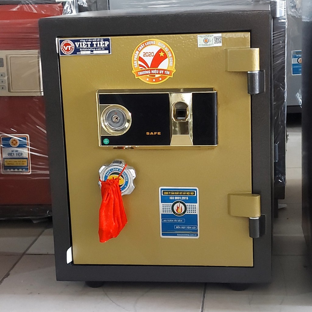 Két Sắt Việt Tiệp VE61 Vân Tay Đen Vàng  <50KG>