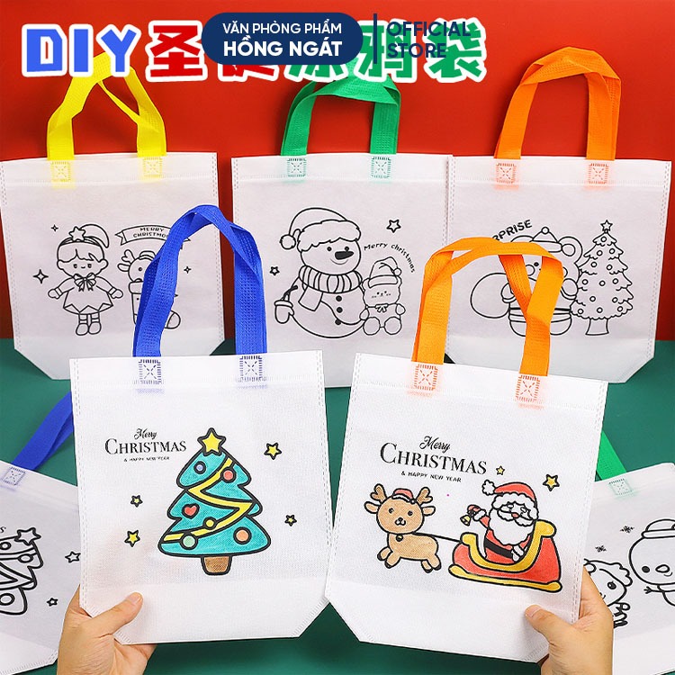 Túi tô màu Giáng Sinh cho bé tập tô vẽ, đồ dùng học tập làm quà tặng học sinh mùa Noel N083