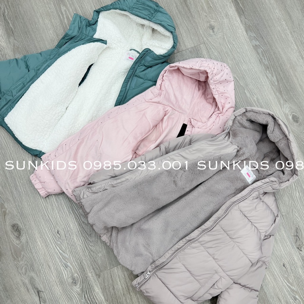 Áo phao bé gái lót lông mũ liền Place