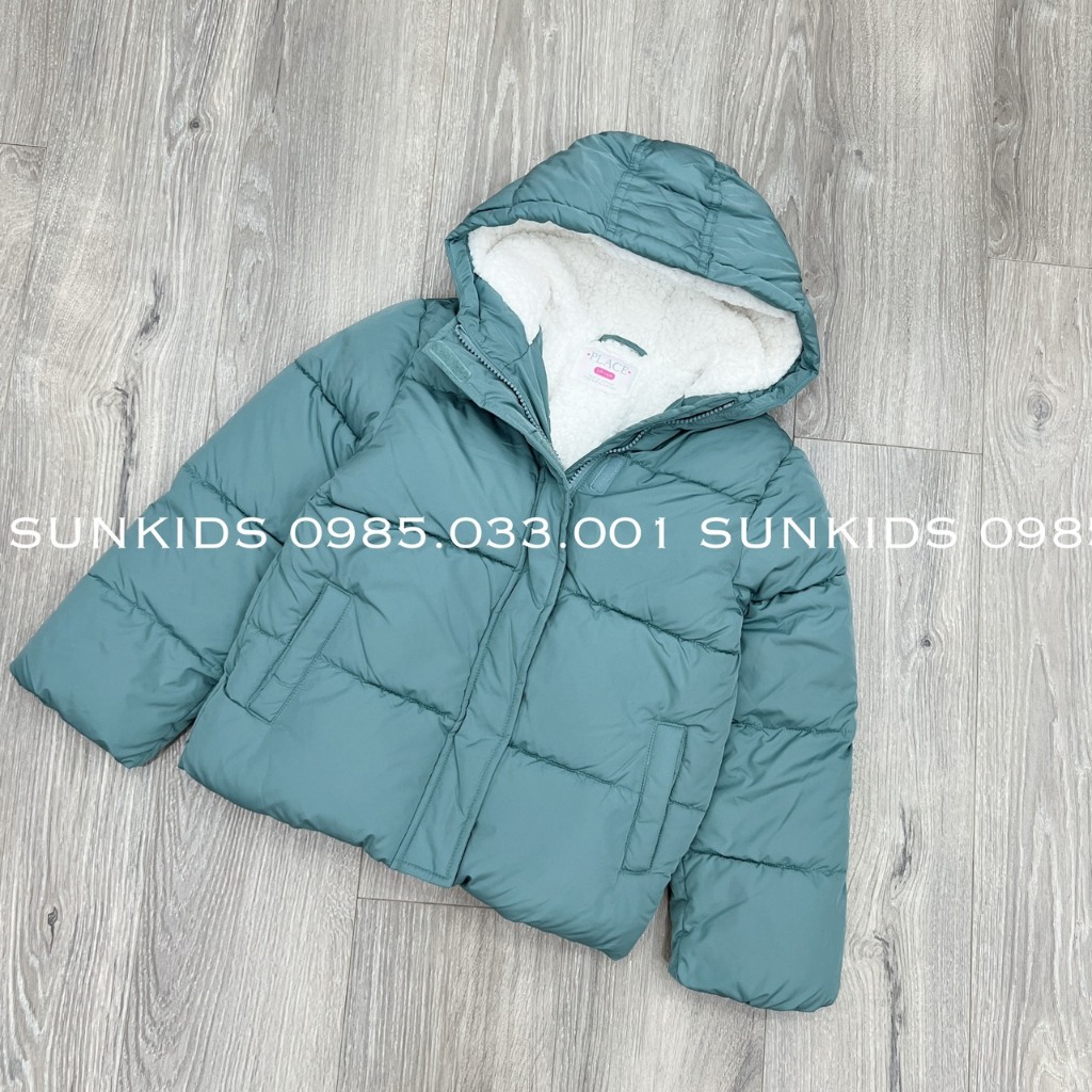 Áo phao bé gái lót lông mũ liền Place