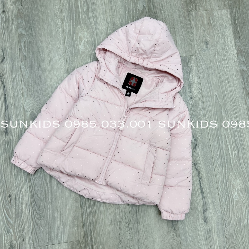 Áo phao bé gái lót lông mũ liền Place