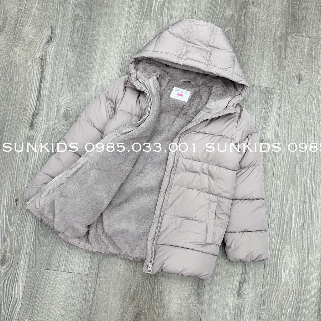 Áo phao bé gái lót lông mũ liền Place