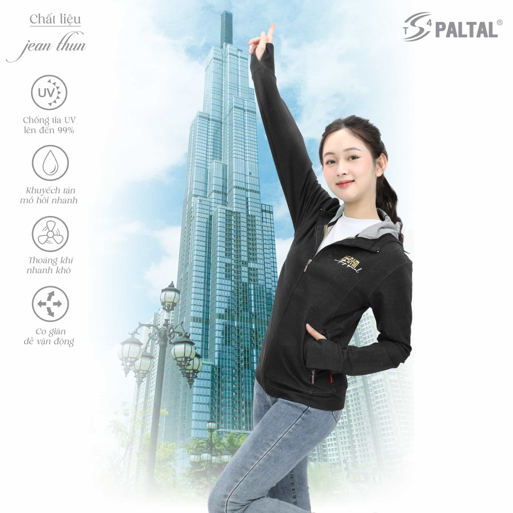 Áo khoác chống nắng nữ đẹp cao cấp C3 chất liệu jean thun 501p 1271 PALTAL
