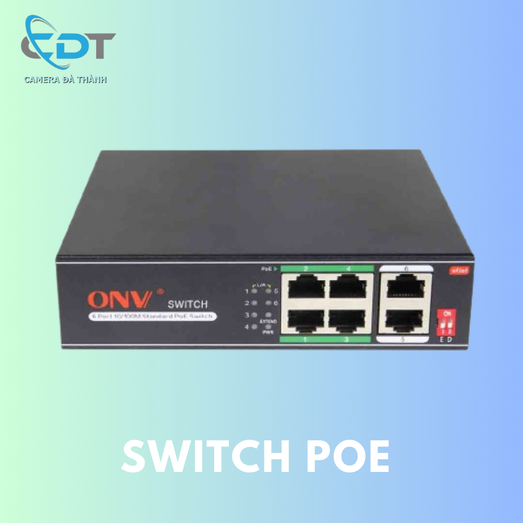 Switch chia mạng kèm POE ONV và HRUI  4,8 cổng (+2 uplink) 10/100 Mbps