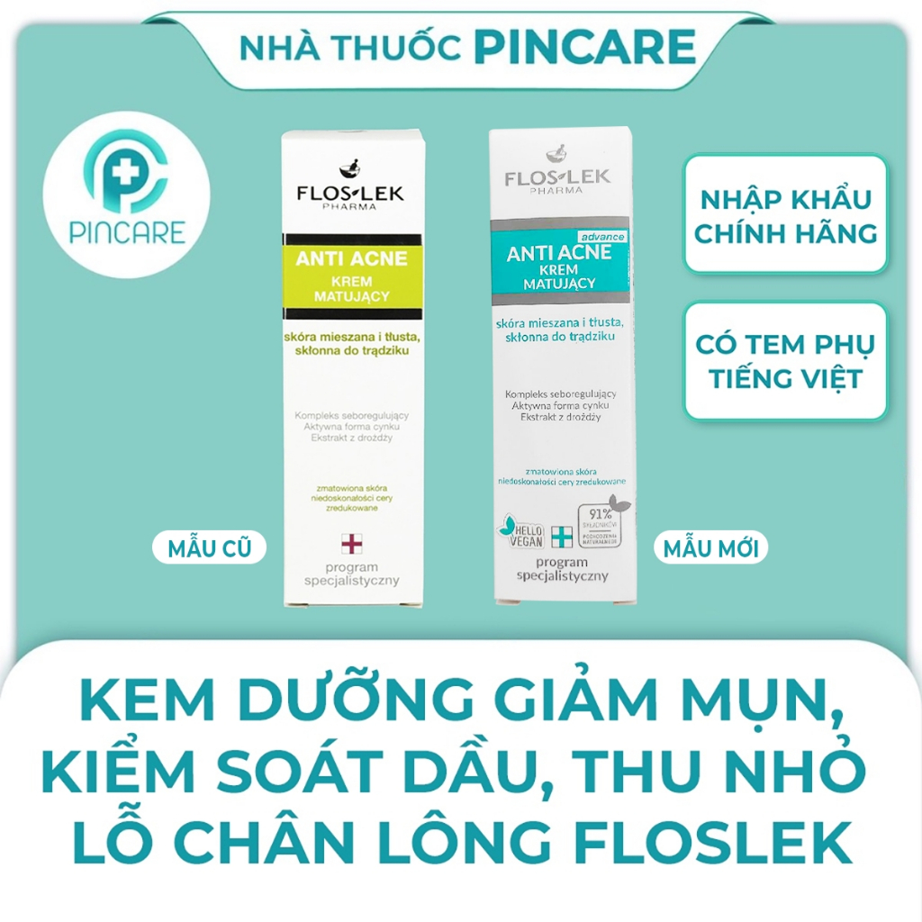 Kem dưỡng giảm mụn, kiểm soát dầu Floslek Mattifying Cream - Hàng chính hãng - Nhà thuốc PinCare