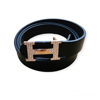 Dây lưng nữ da thời trang màu đen bản 2.5 cm mặt chữ H