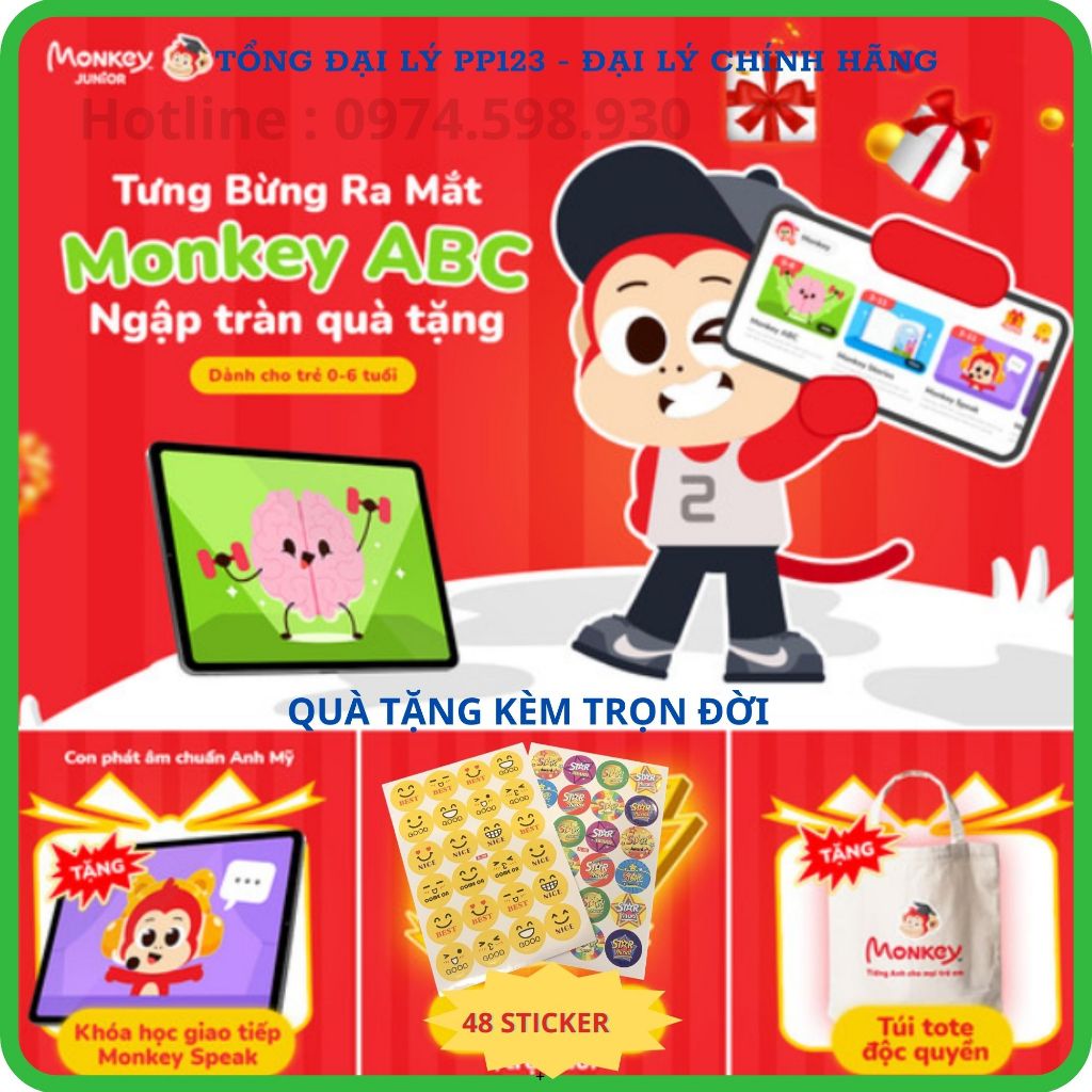 Monkey ABC (Junior) Trọn đời Kèm quà (cho bé từ 0-10t)