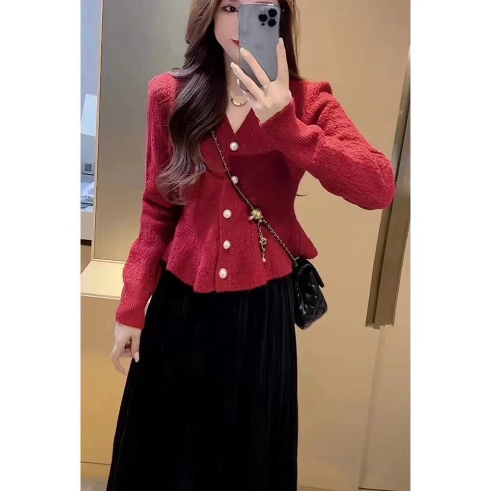 Áo len peplum cúc ngọc ALW2430