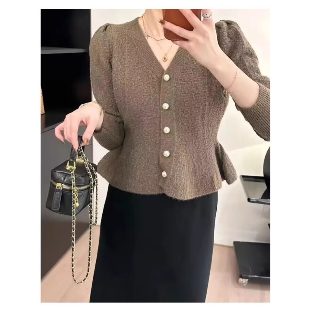 Áo len peplum cúc ngọc ALW2430