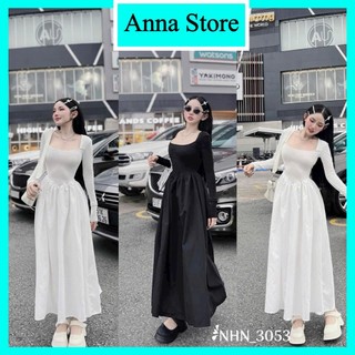 Đầm maxi Xòe Tay Dài Chất Liệu Kate Lụa Và Thun Phong Cách Nhẹ Nhàng Tiểu Thư M002
