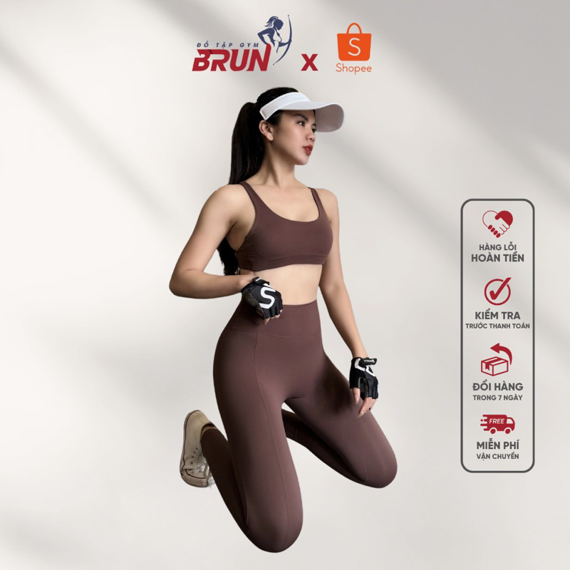 Quần LOTUS - Quần legging thể thao chất thun lạnh LYCRA cao cấp - BRUN