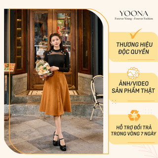 Chân váy da lộn dáng xoè dài nữ tính YOONA - YD8X576