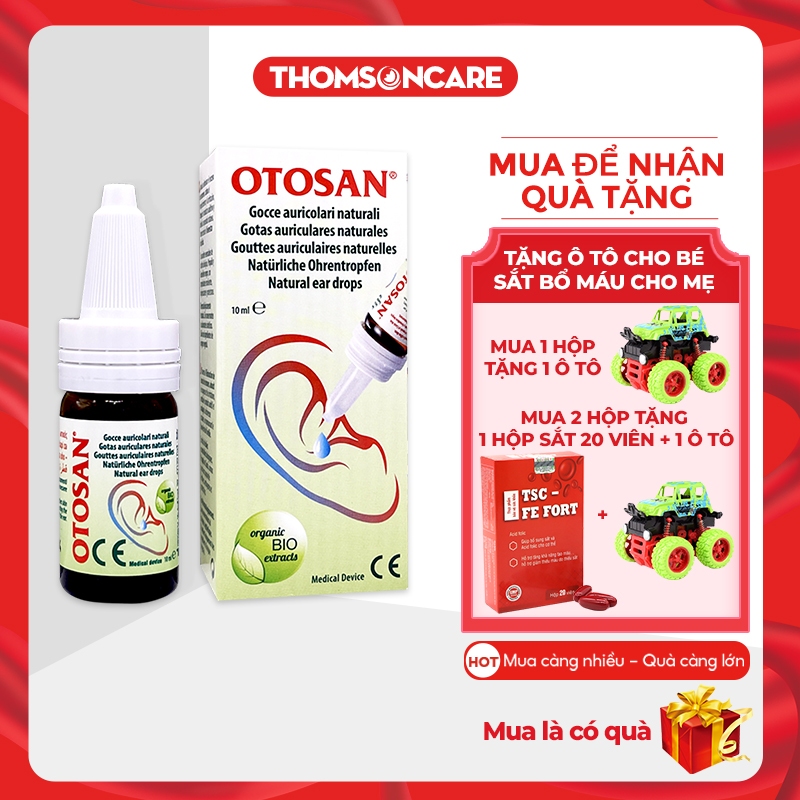 Nhỏ tai Otosan - Tinh dầu Hạnh nhân, Keo ong giúp làm sạch lấy ráy tai giảm đau tai, nấm tai cho bé - Lọ 10ml