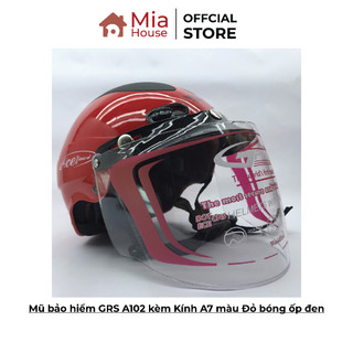 Mũ bảo hiểm GRS A102 kèm Kính A7 màu Đỏ bóng ốp đen